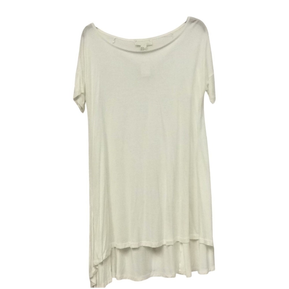 Plus Sizes 3X White Asymmetrical‎ Hem Tunic Top Short Sleeve Boat Neck